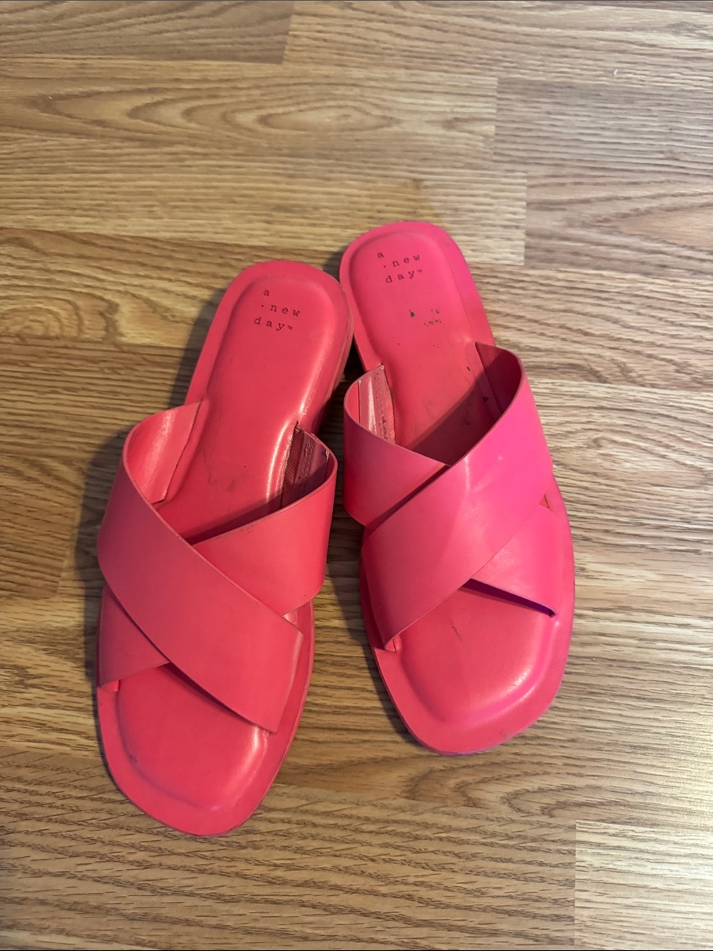 a new day Coral Pink Crisscross Slide Sandals